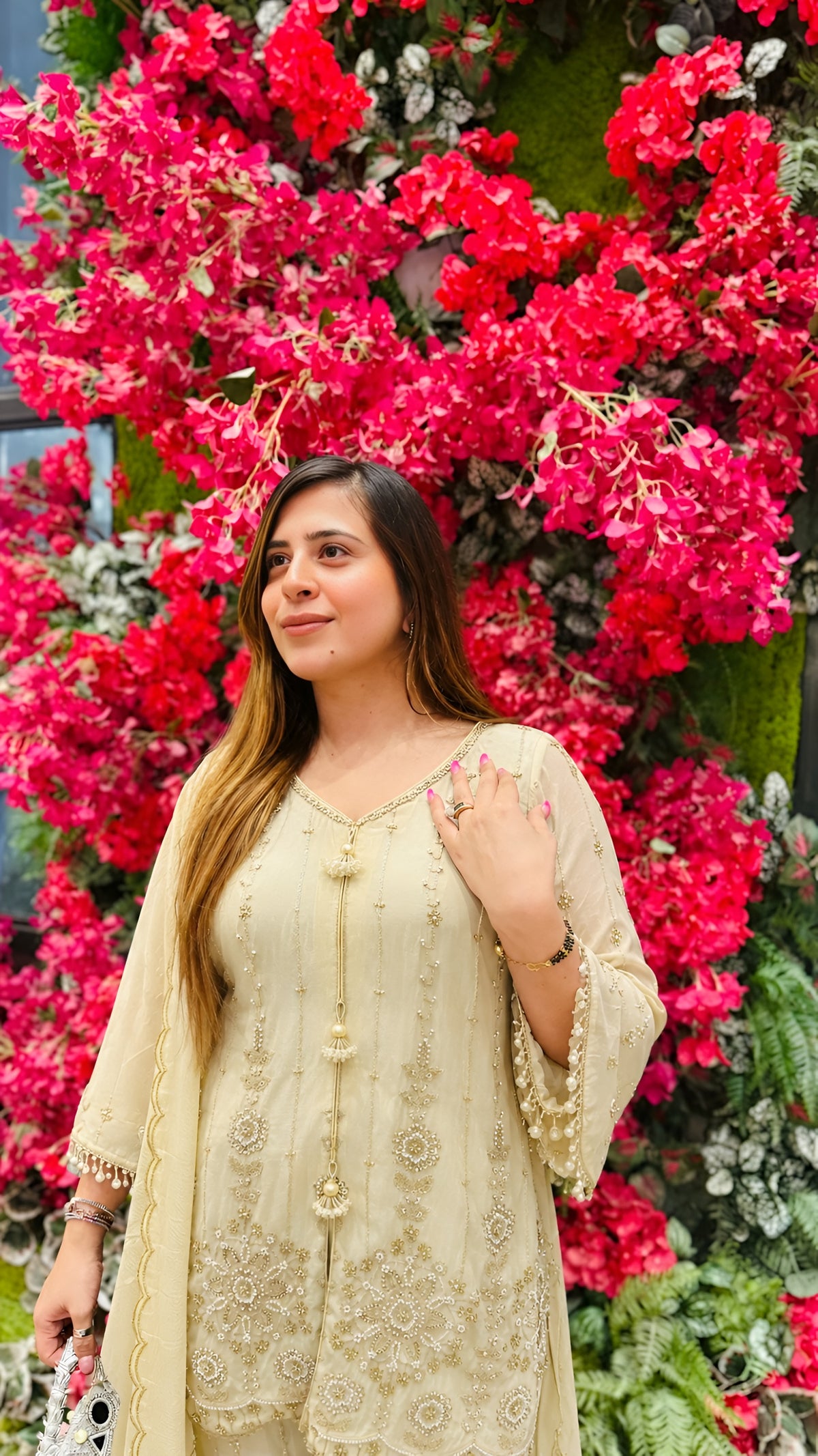 Noor Cascade Lemon Yellow Sharara Set