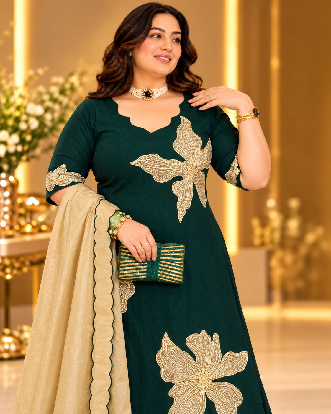 Emerald Lotus Green Party Suit