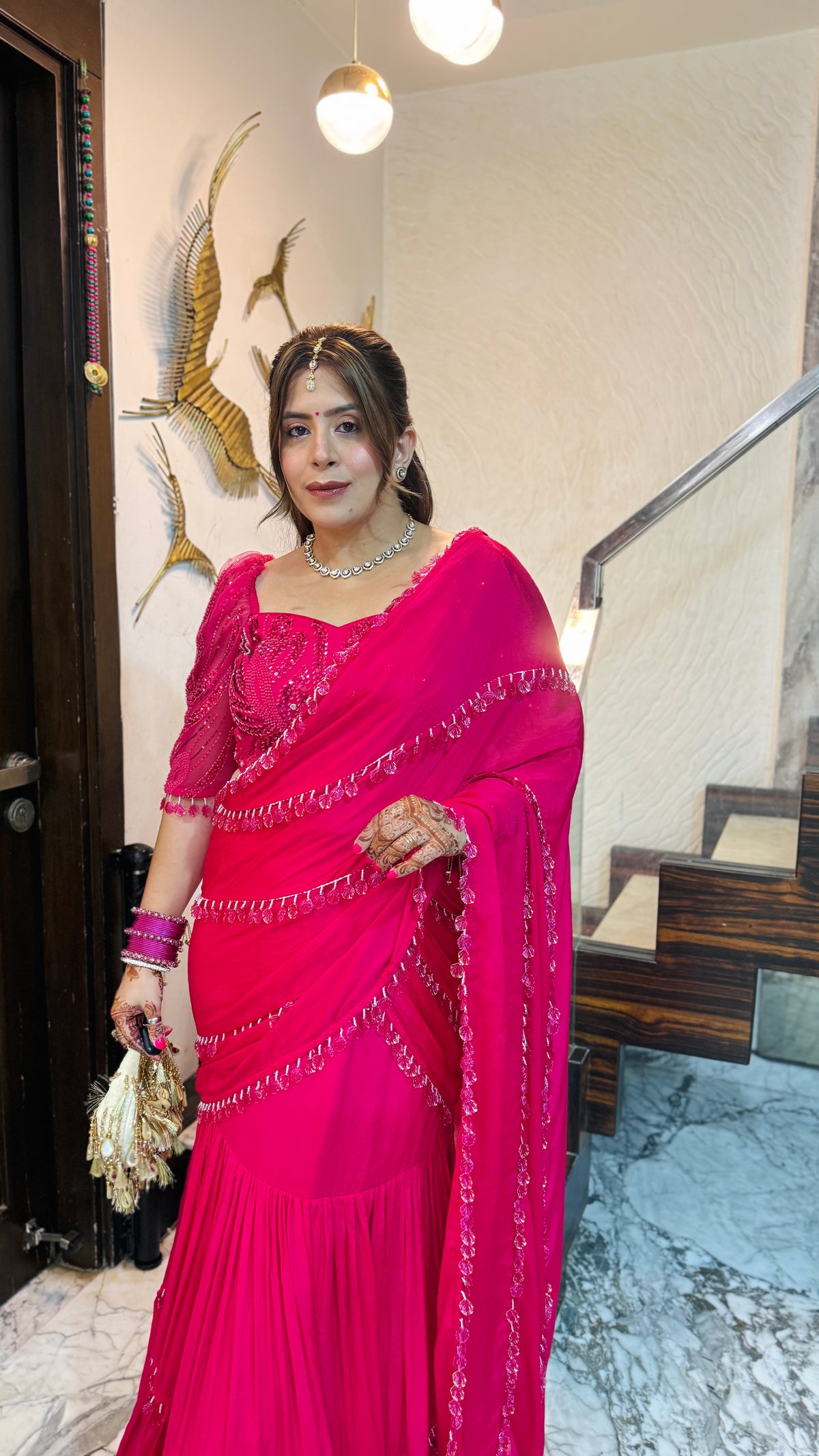 Chand Mera Pink Saree