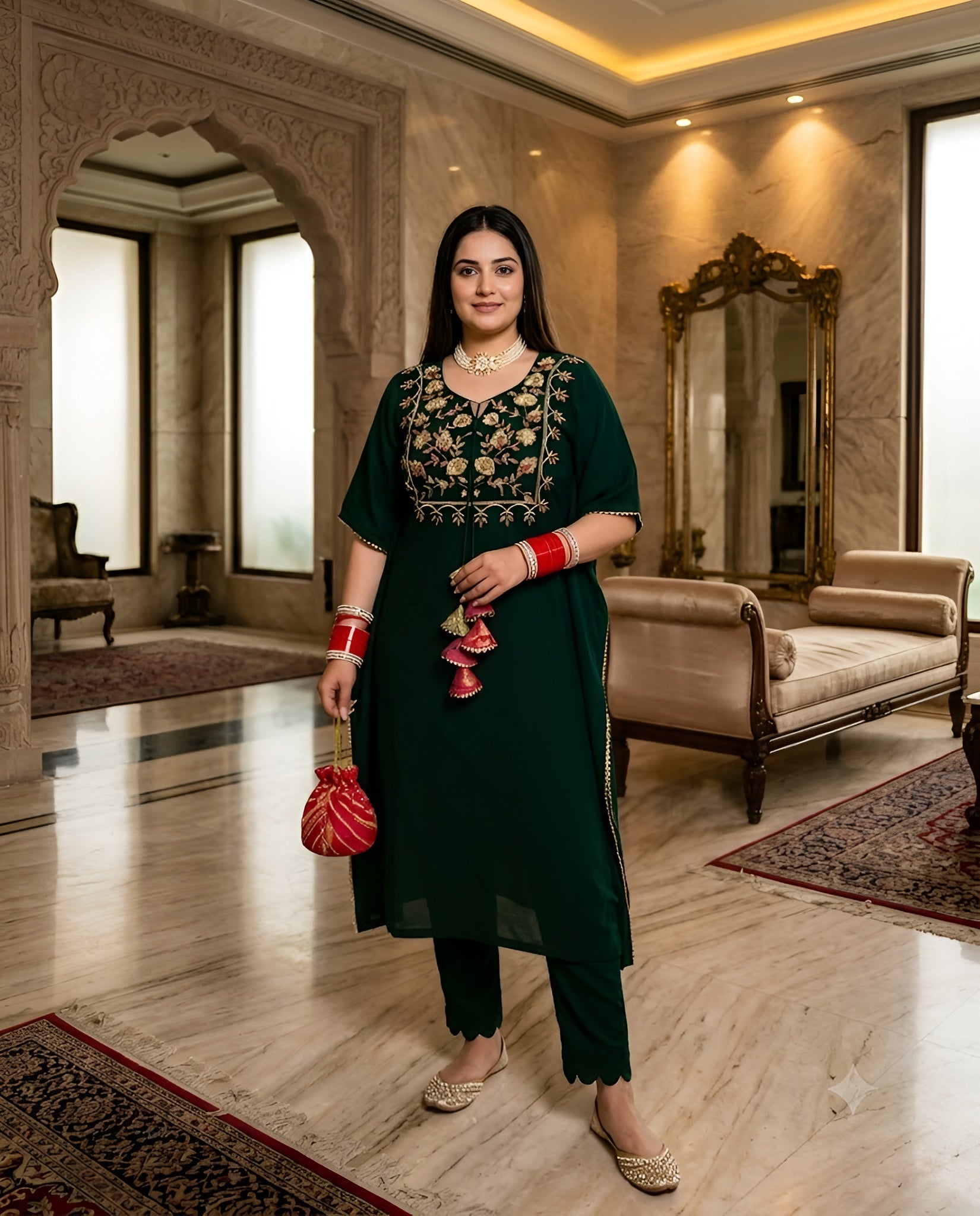 Green Kaftaan Suit
