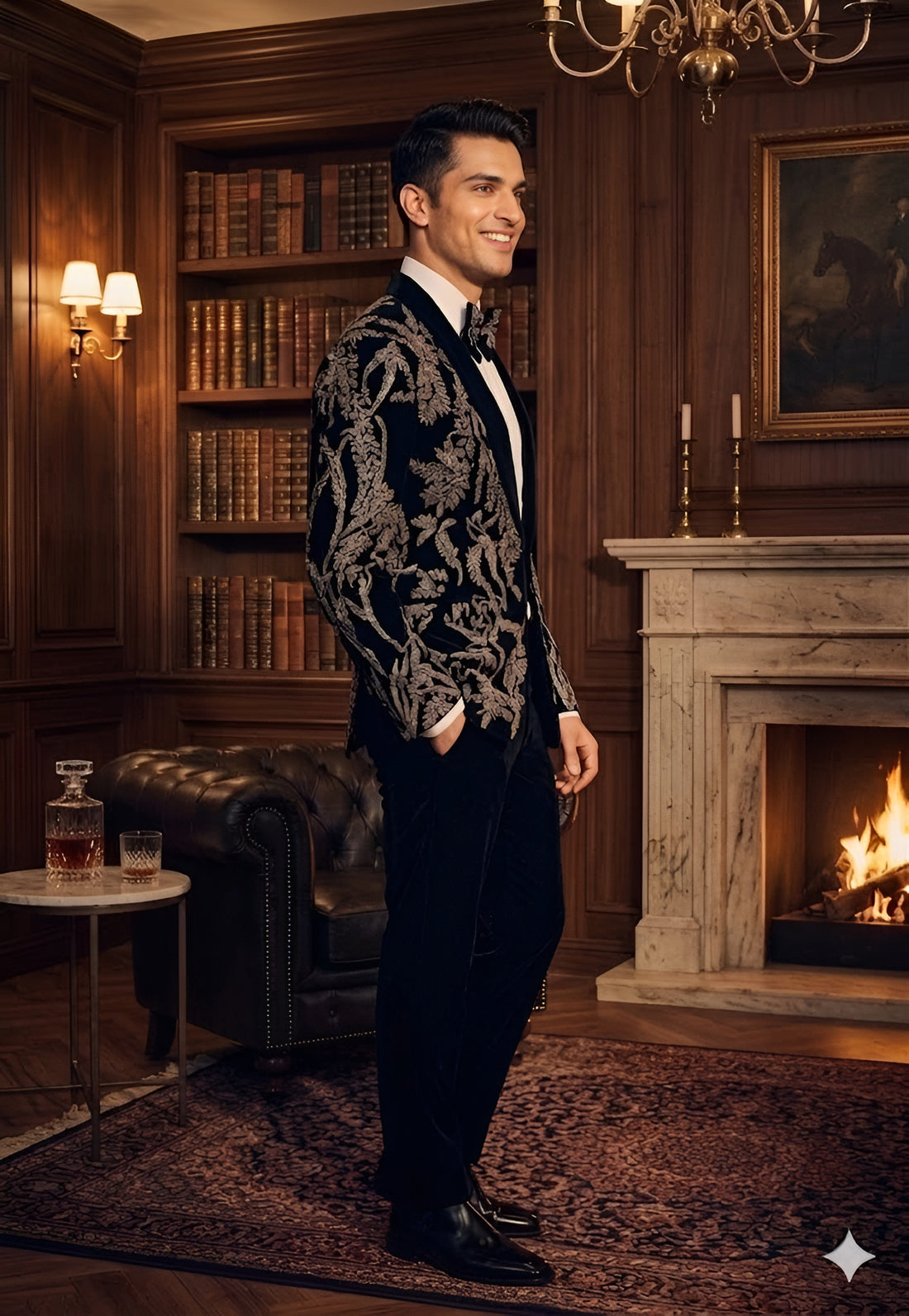 Noir Regal Embroidered Tuxedo Set