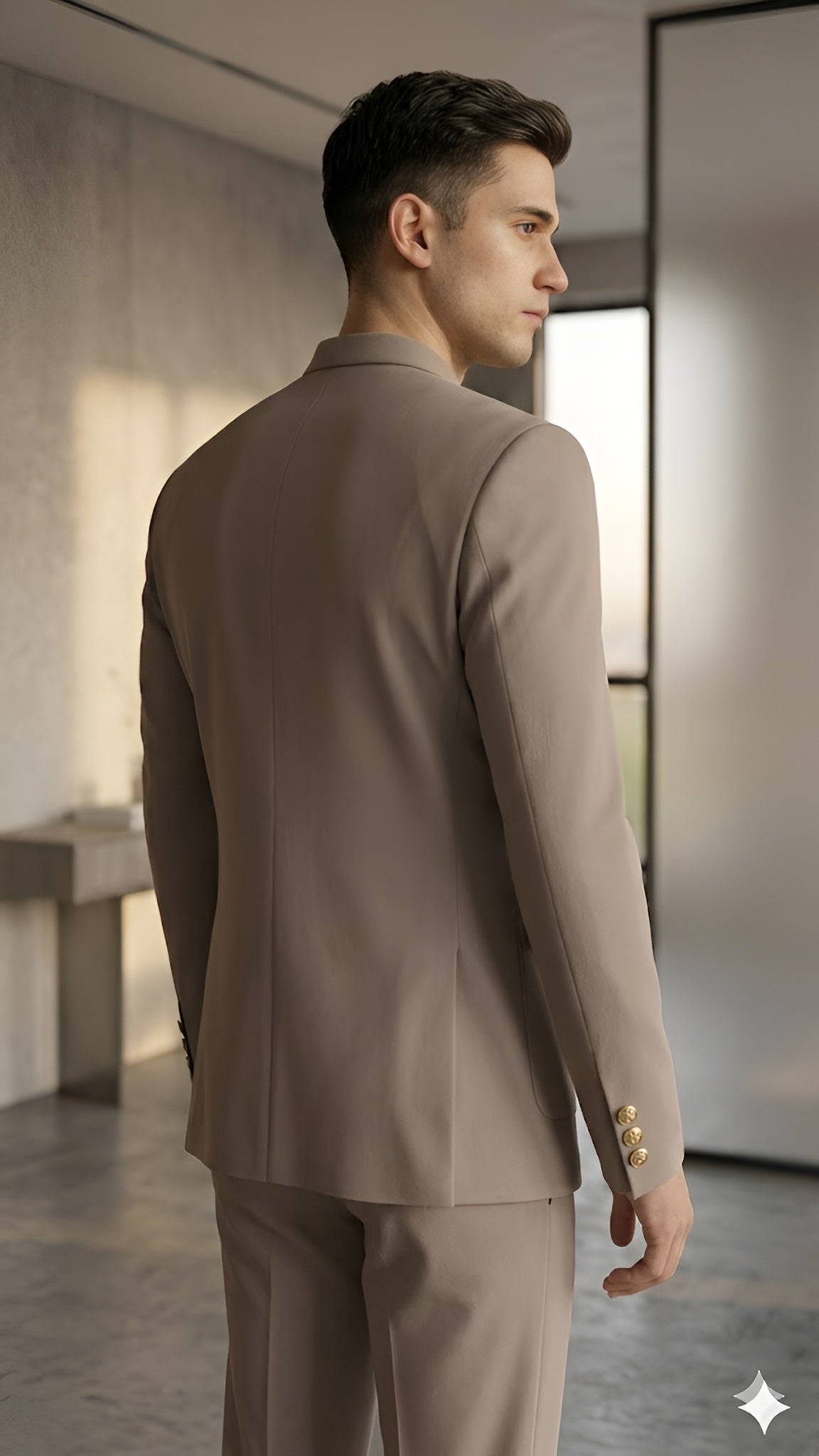 Beige Designer Bandhgala Suit Set