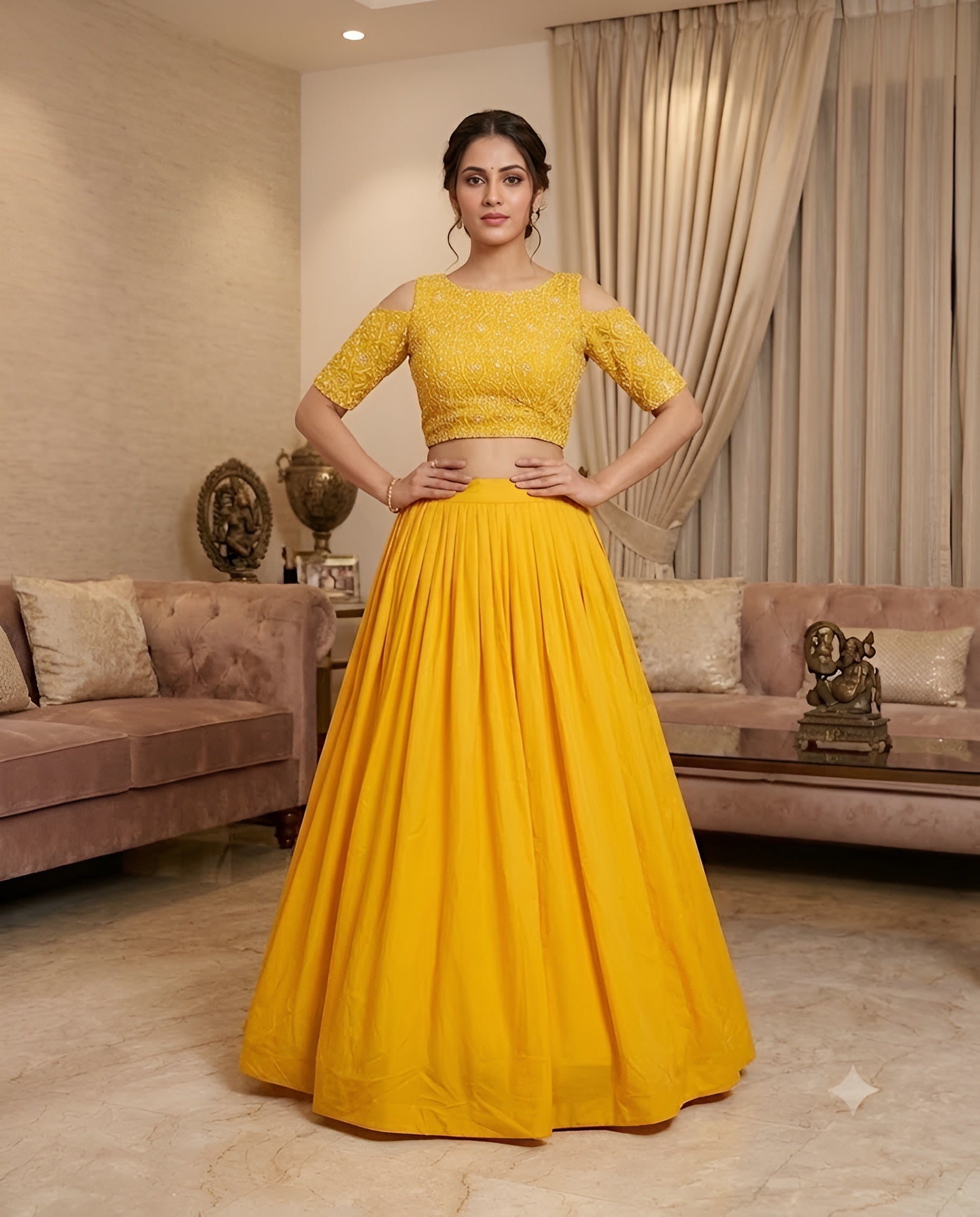 Yellow Floral lehanga