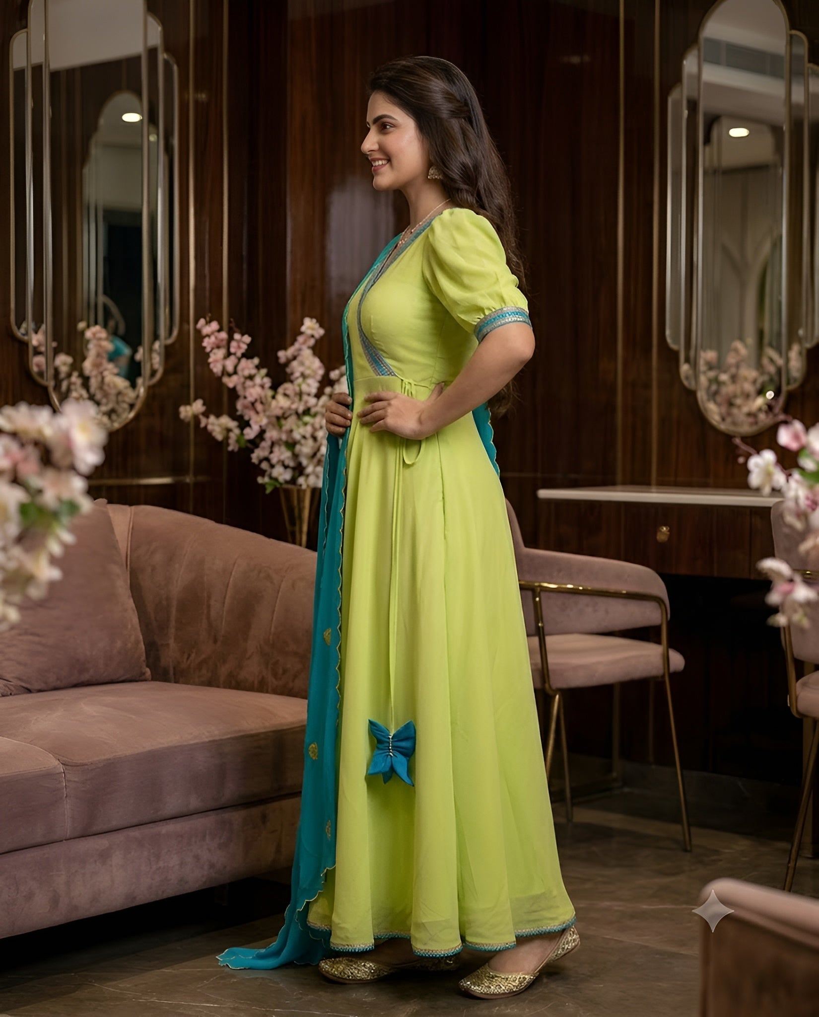Pista Green - Turquoise Anarkali