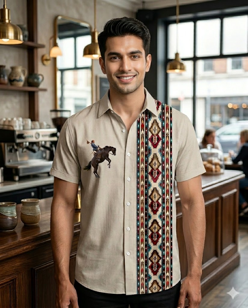 Beige Cotton Panel Shirt
