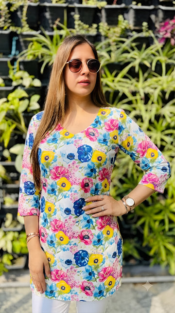 Caribbean Blue Embroidered Top