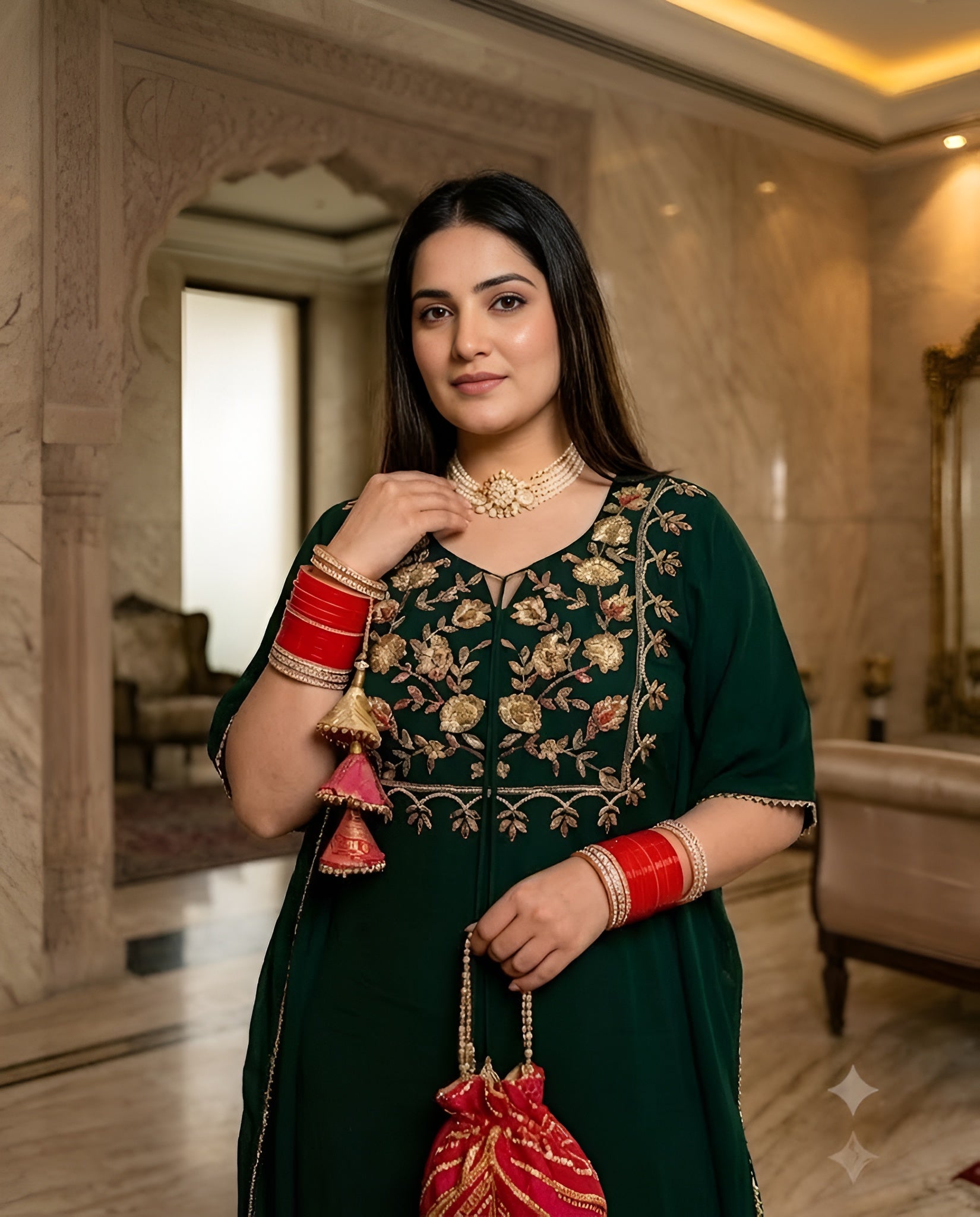 Green Kaftaan Suit