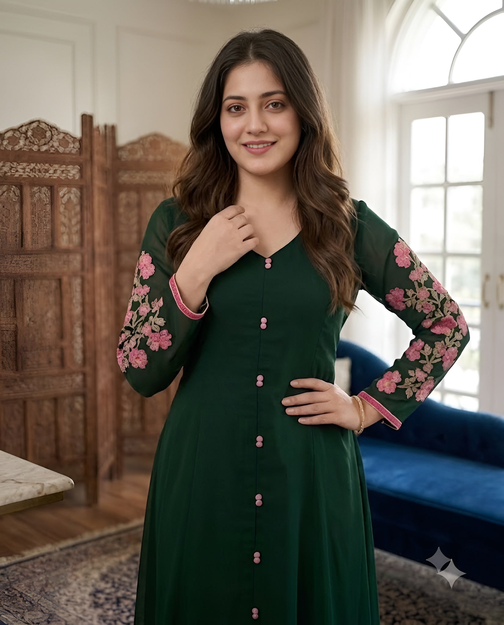 Green Embroidered Suit