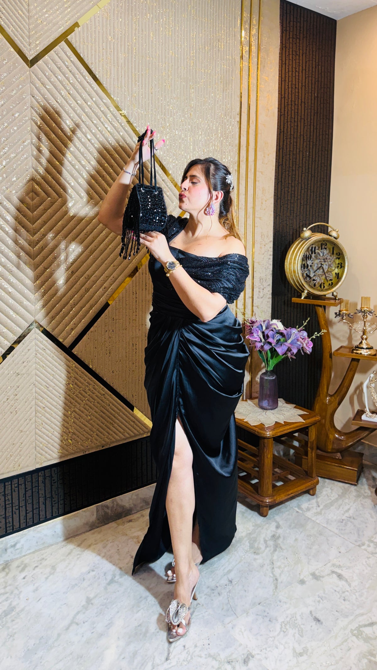 Black Birthday Drape Gown