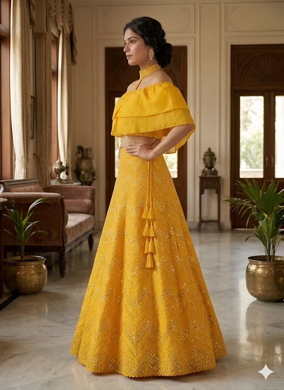 Yellow Georgette Lehenga Set