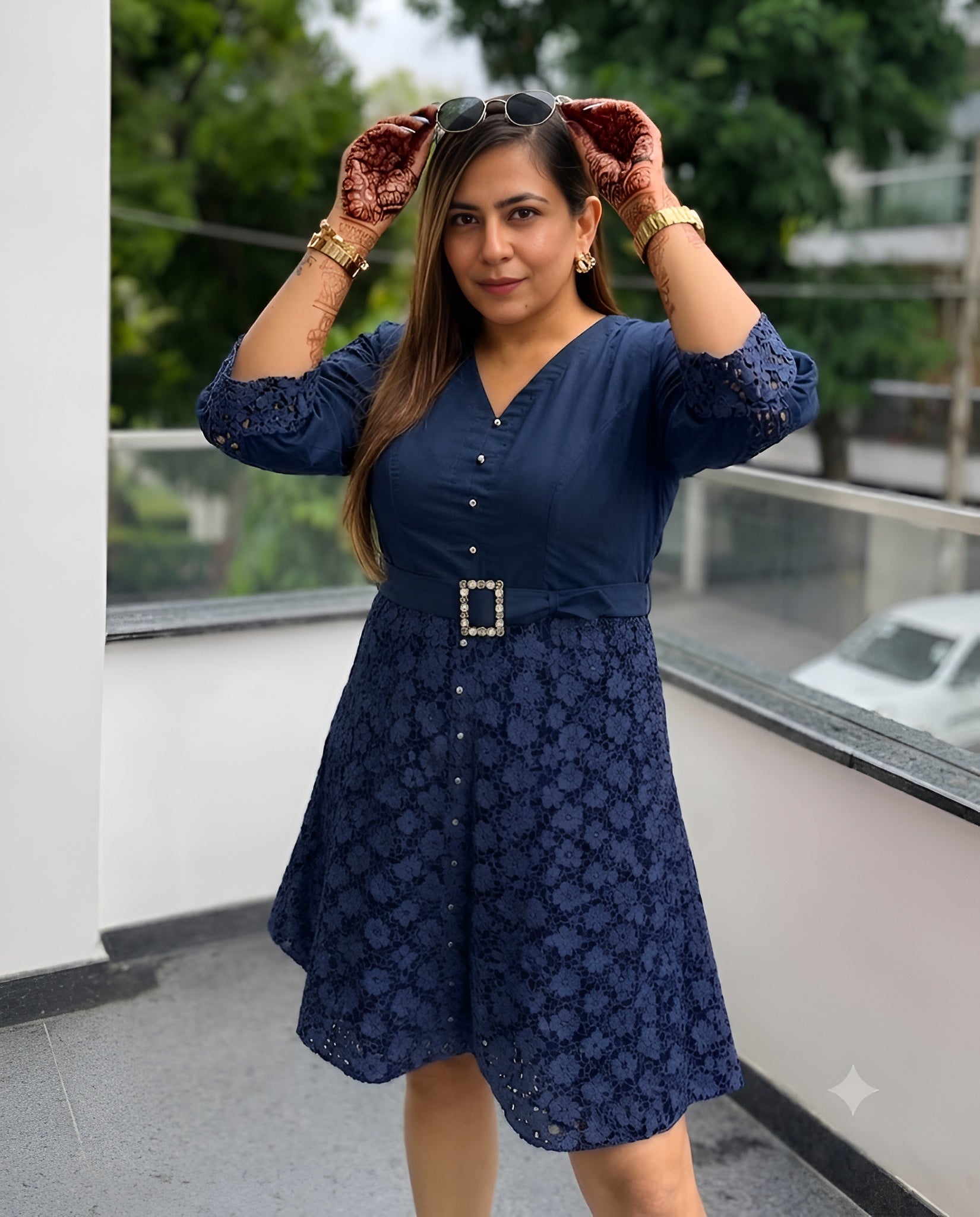Spicy Blue Crochet Dress