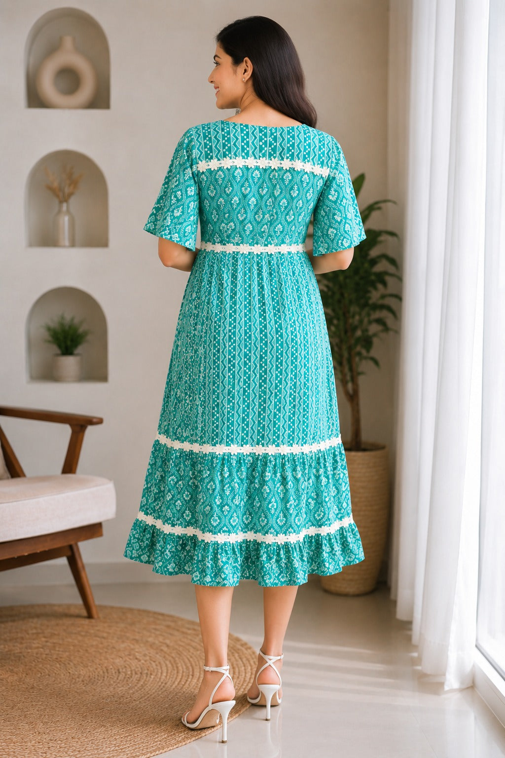 Veloura Nursing Midi Dress | Lakhina Couture - Look 4