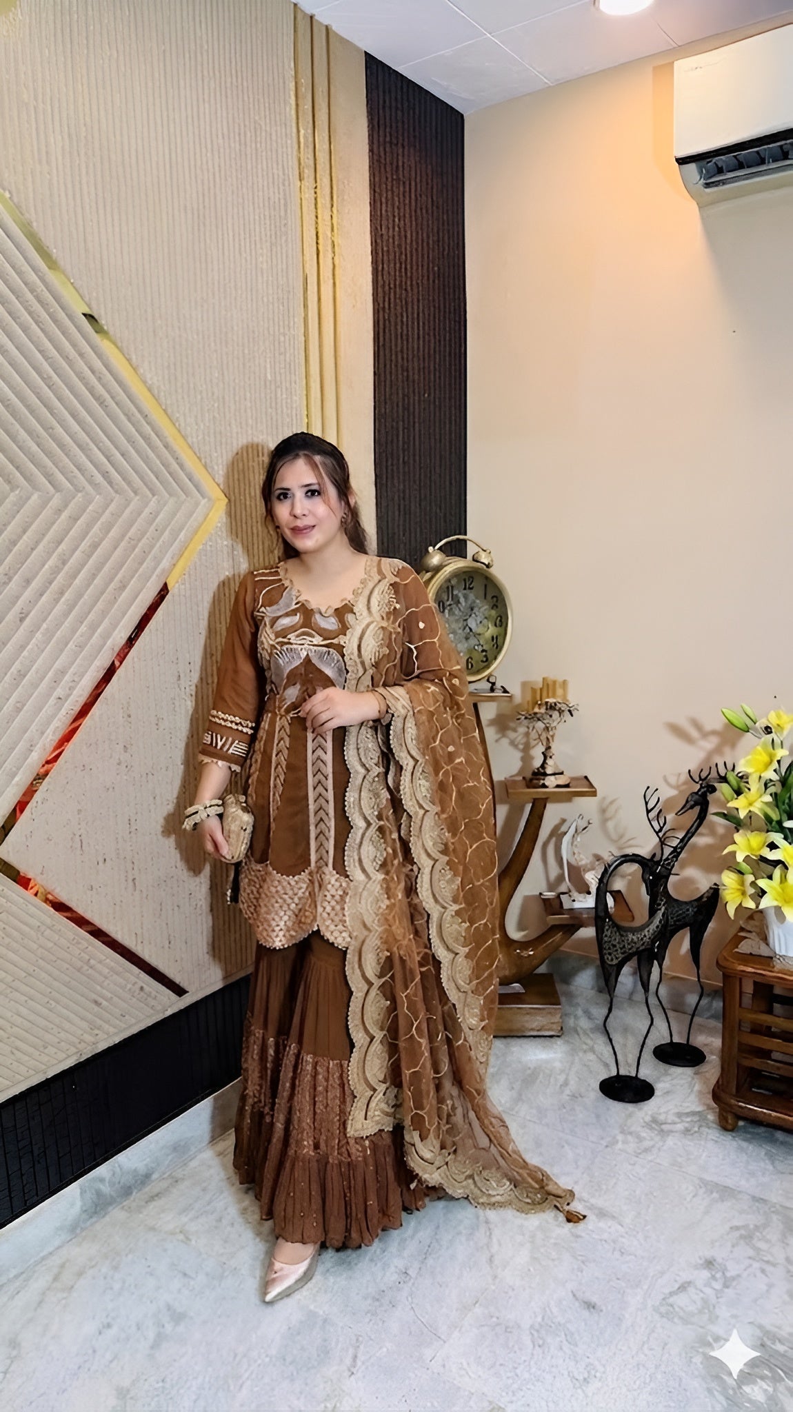 Luxurious Brown Garara Suit