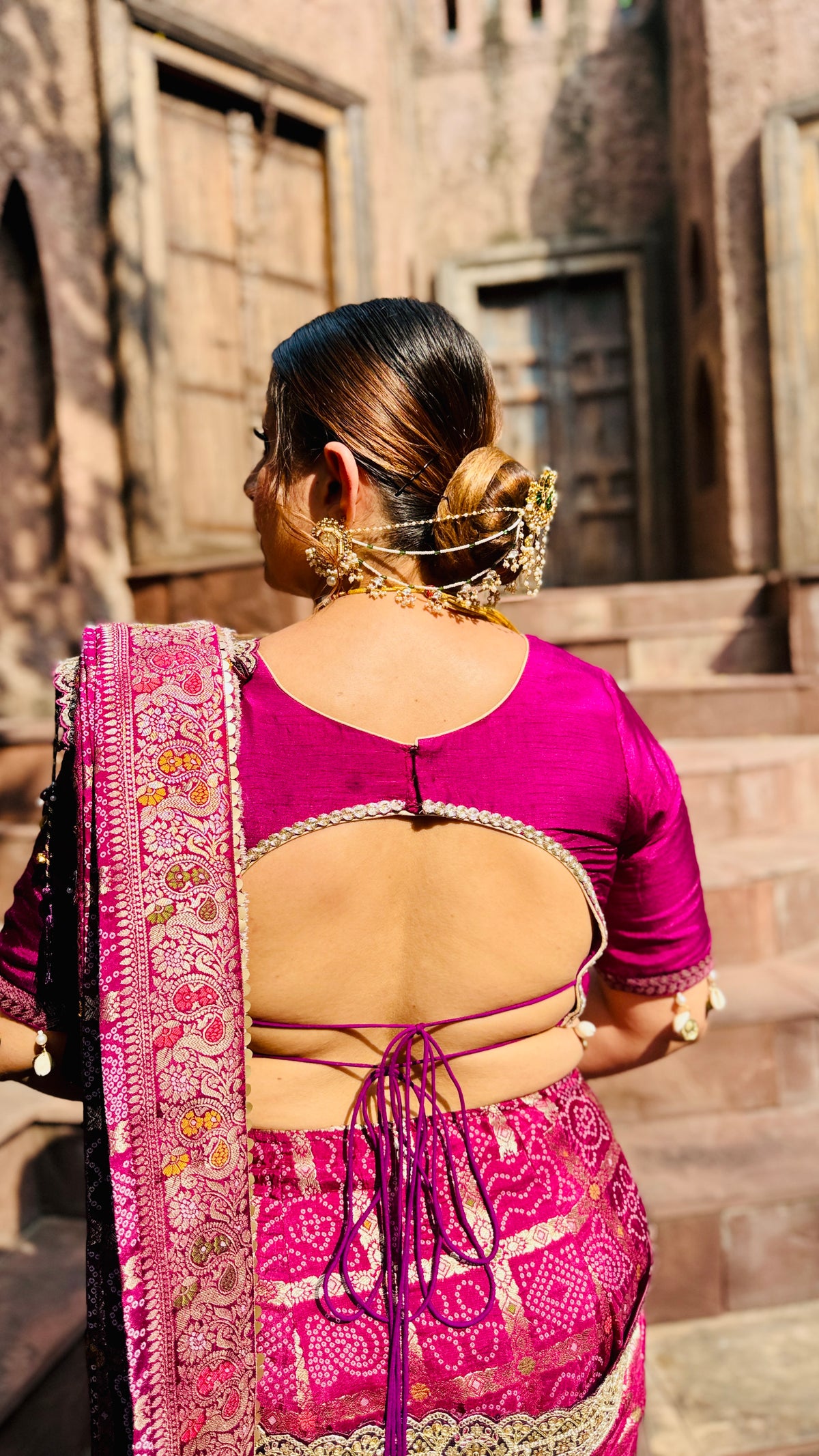 Rajwadi Mosaic Wine Gharchola Saree