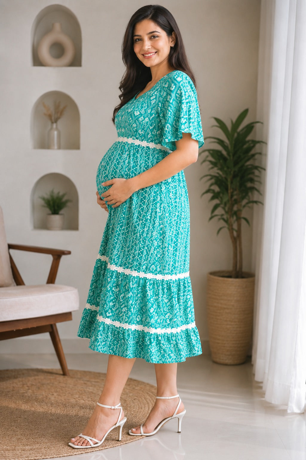 Veloura Nursing Midi Dress | Lakhina Couture - Look 3