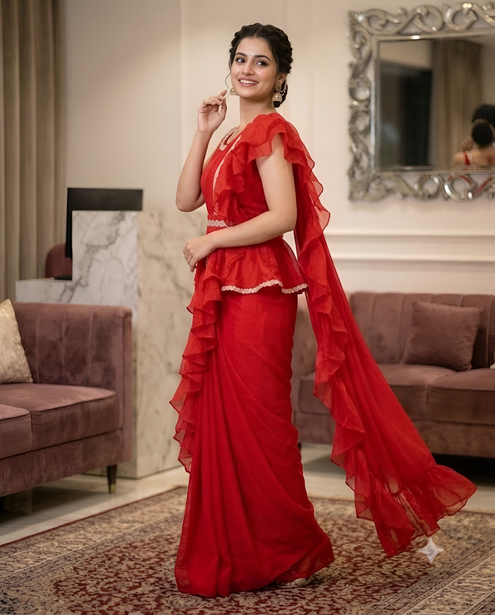 Red Saree Gown