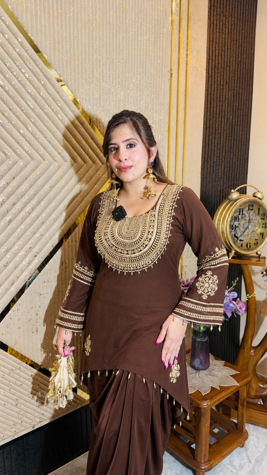 Cocoa Temple Brown Drape Set