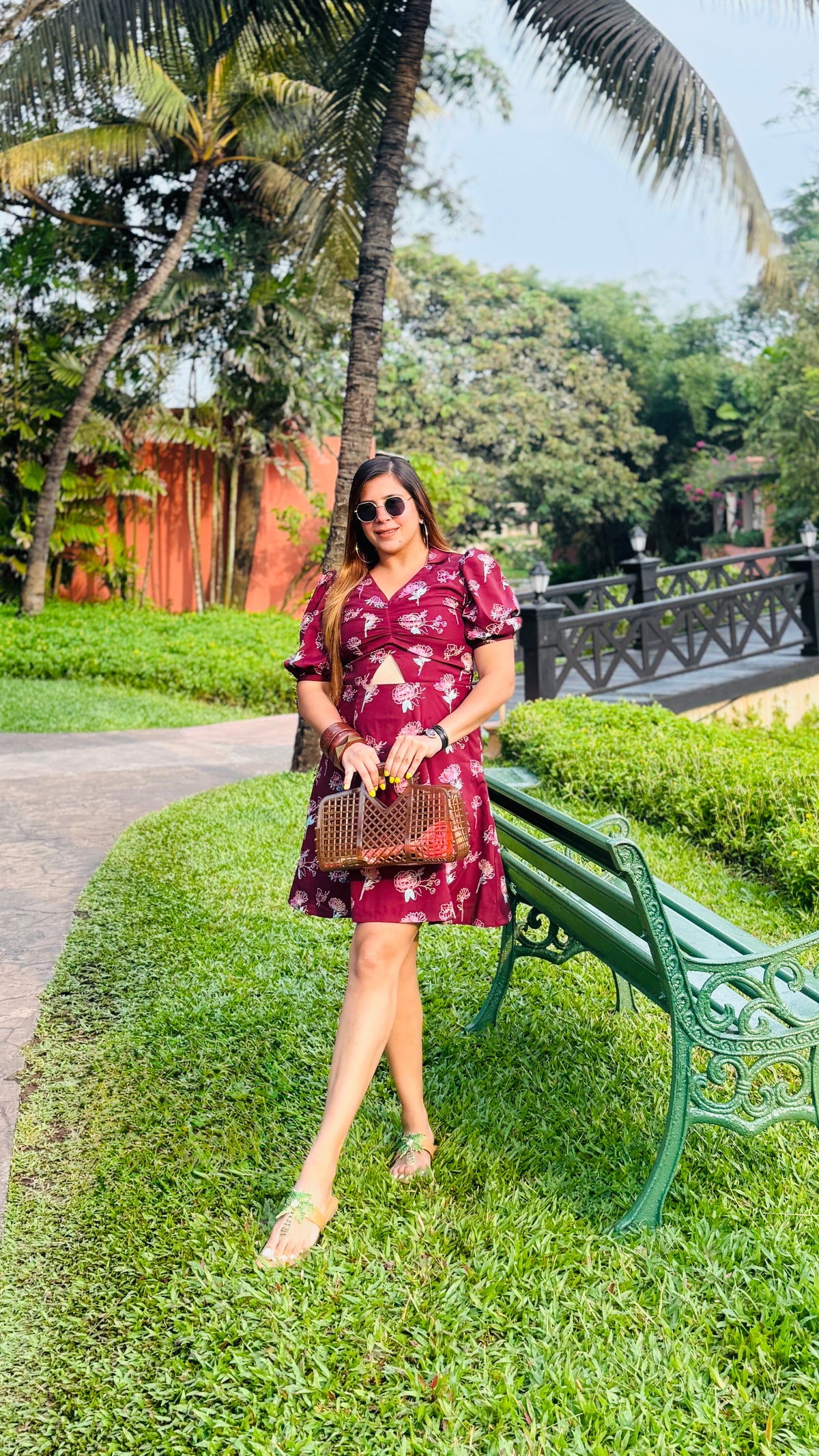 Wine Cute Cut Dress