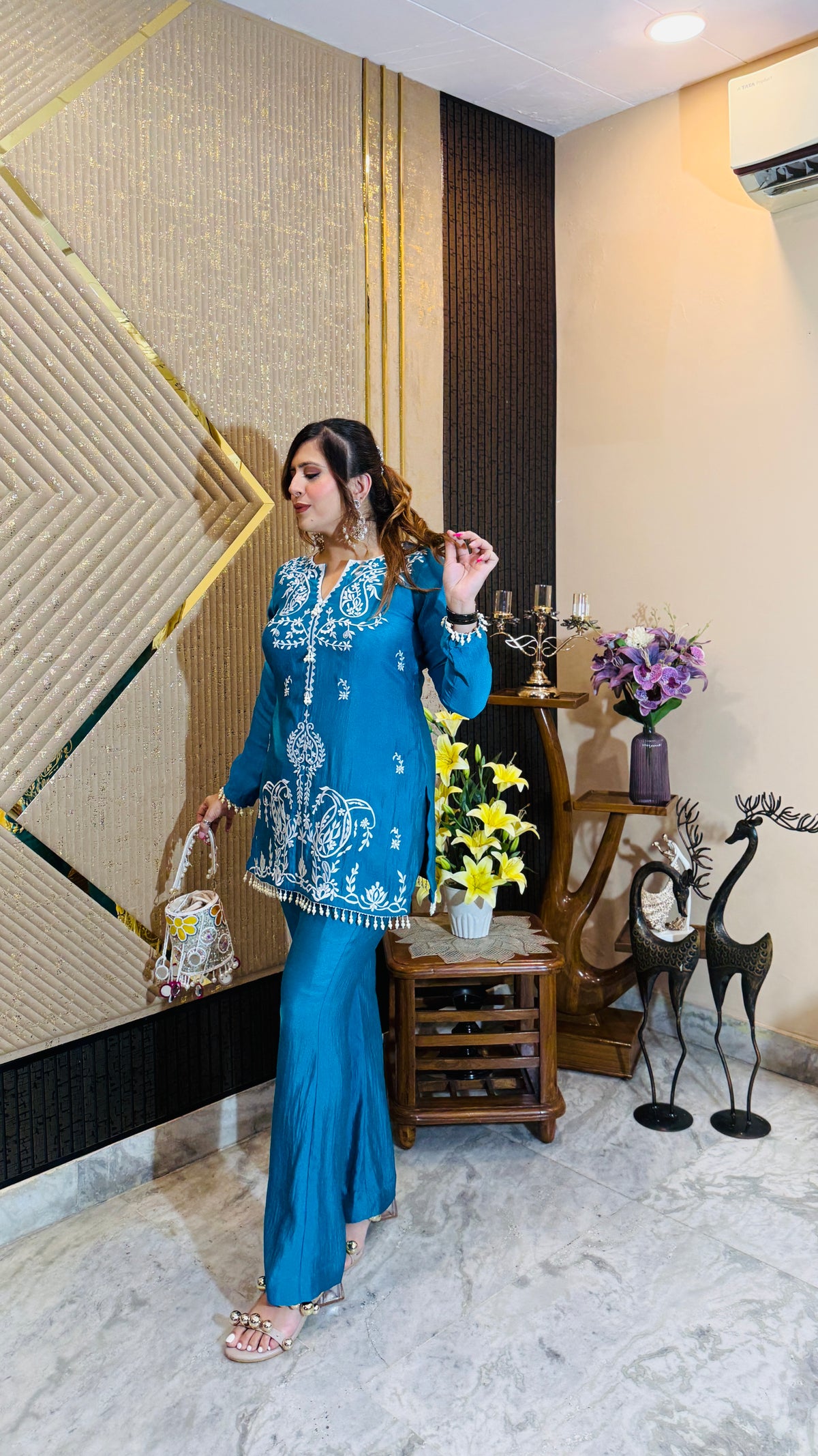 Turquoise Teen Patti Co-Ord