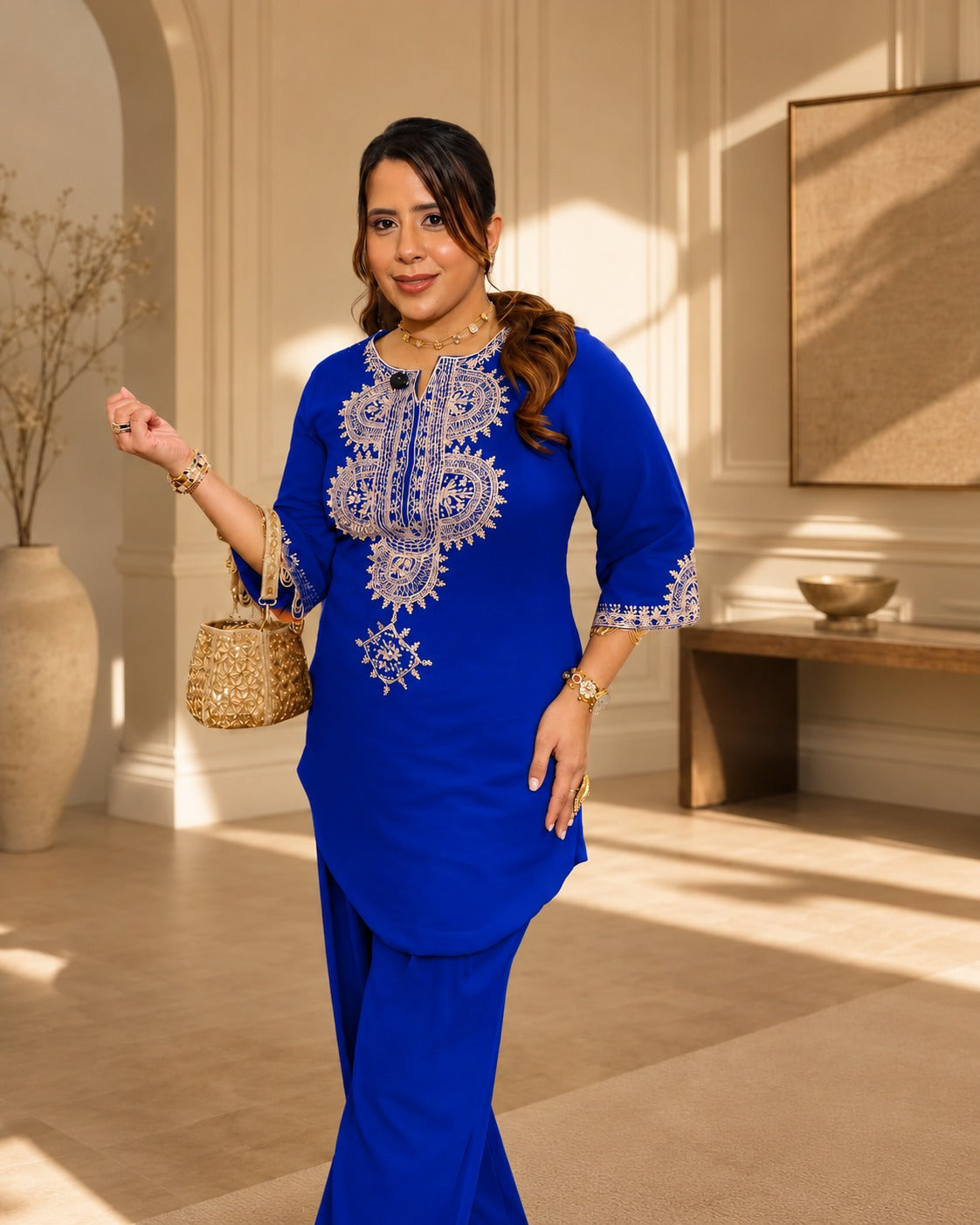 Azure Mandala Embroidered Co-Ord Set