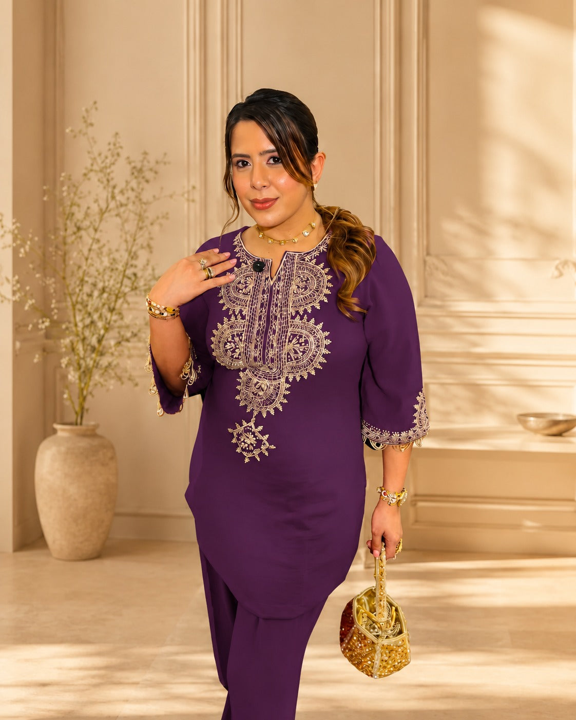 Amethyst Mandala Embroidered Co-Ord Set