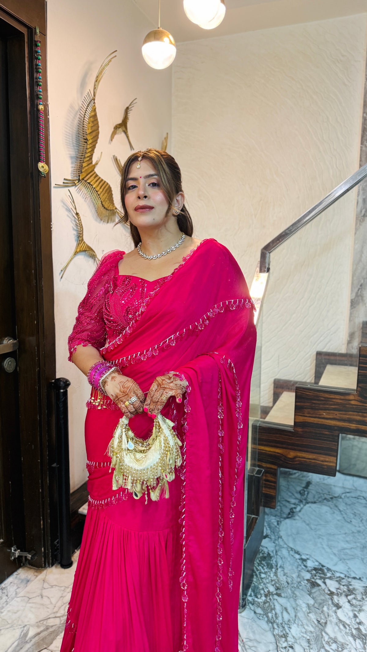 Chand Mera Pink Saree