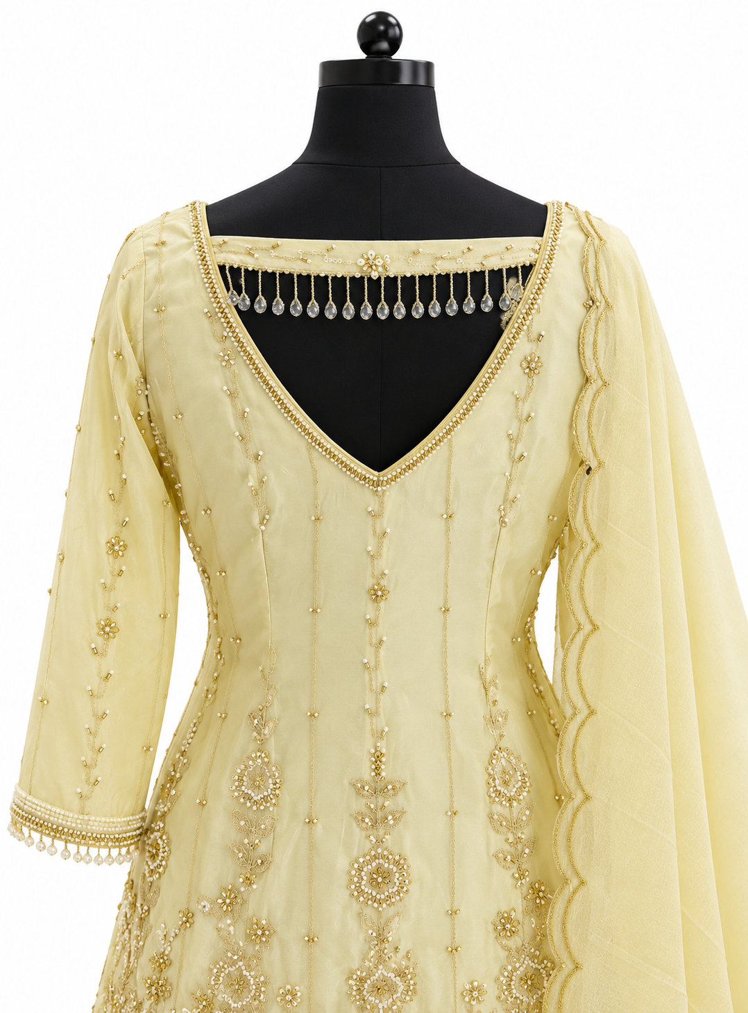 Noor Cascade Lemon Yellow Sharara Set