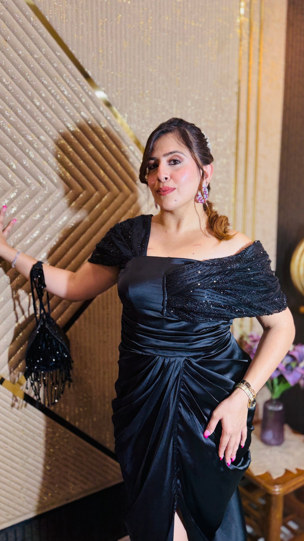 Black Birthday Drape Gown