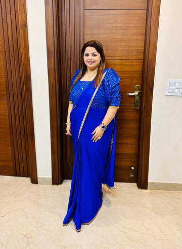 Royal Blue Sequin Saree