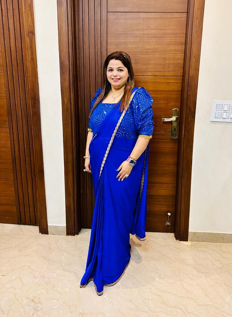 Royal Blue Sequin Saree