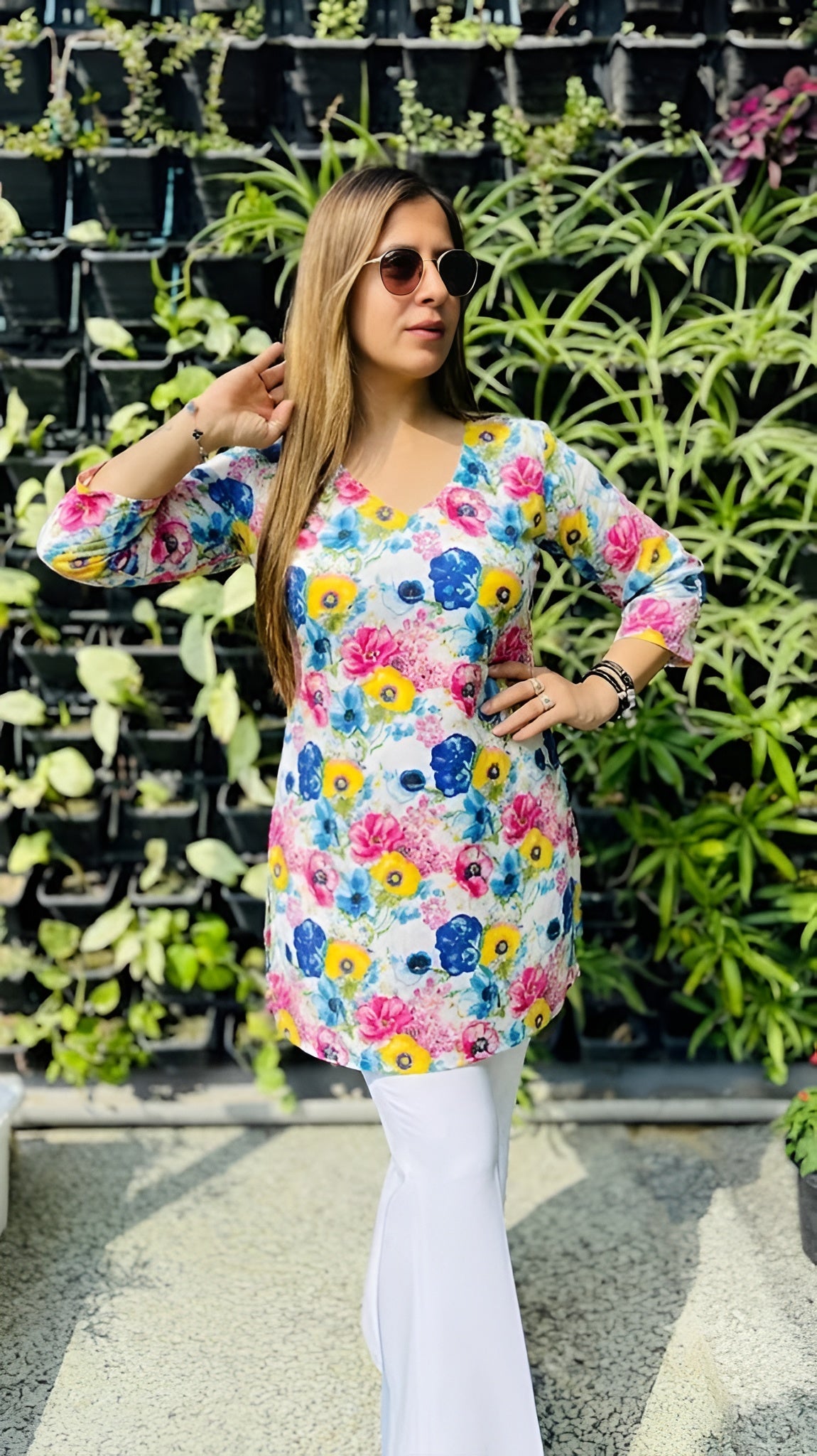Caribbean Blue Embroidered Top