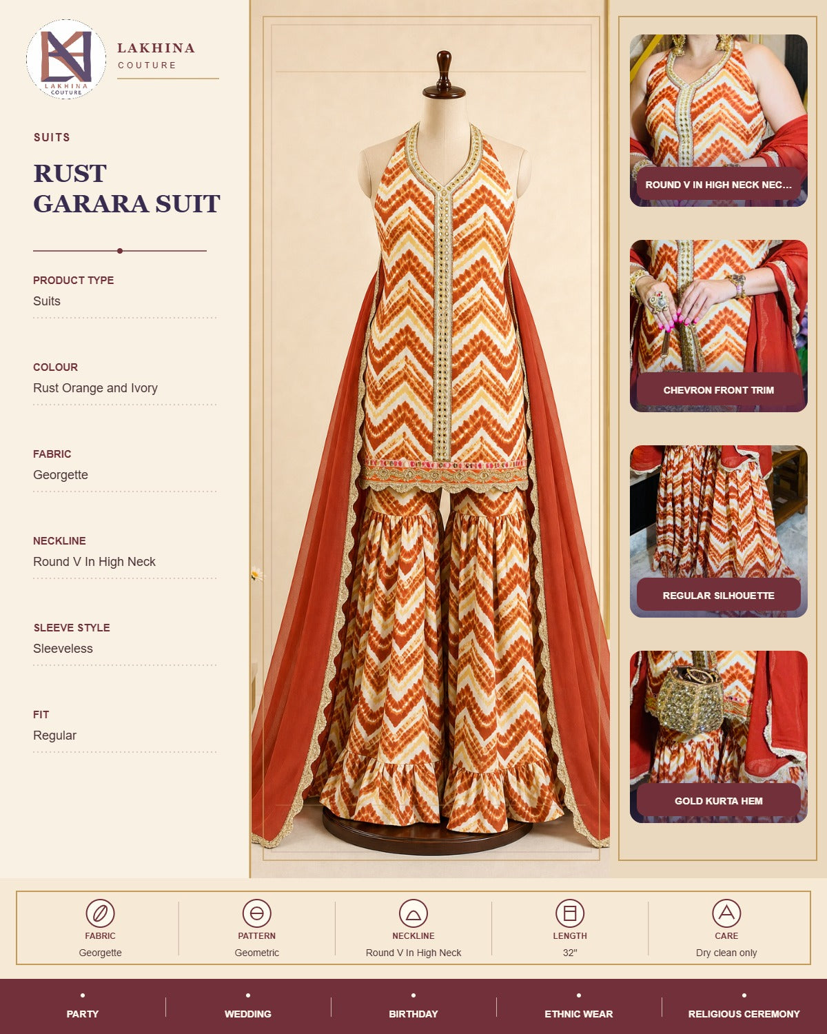 Rust Garara Suit