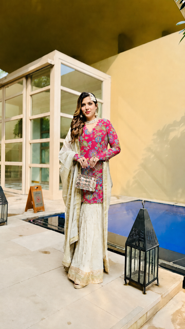 Pink Tissue Garara Suit