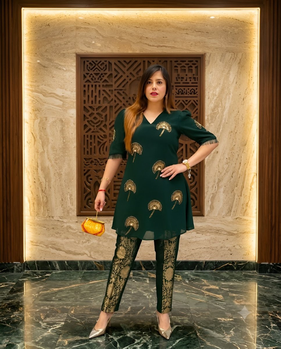 Green Embroidered Suit