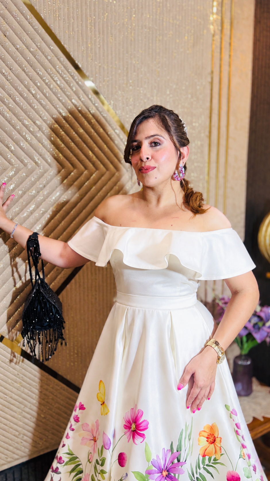Garden Reverie White Midi Dress