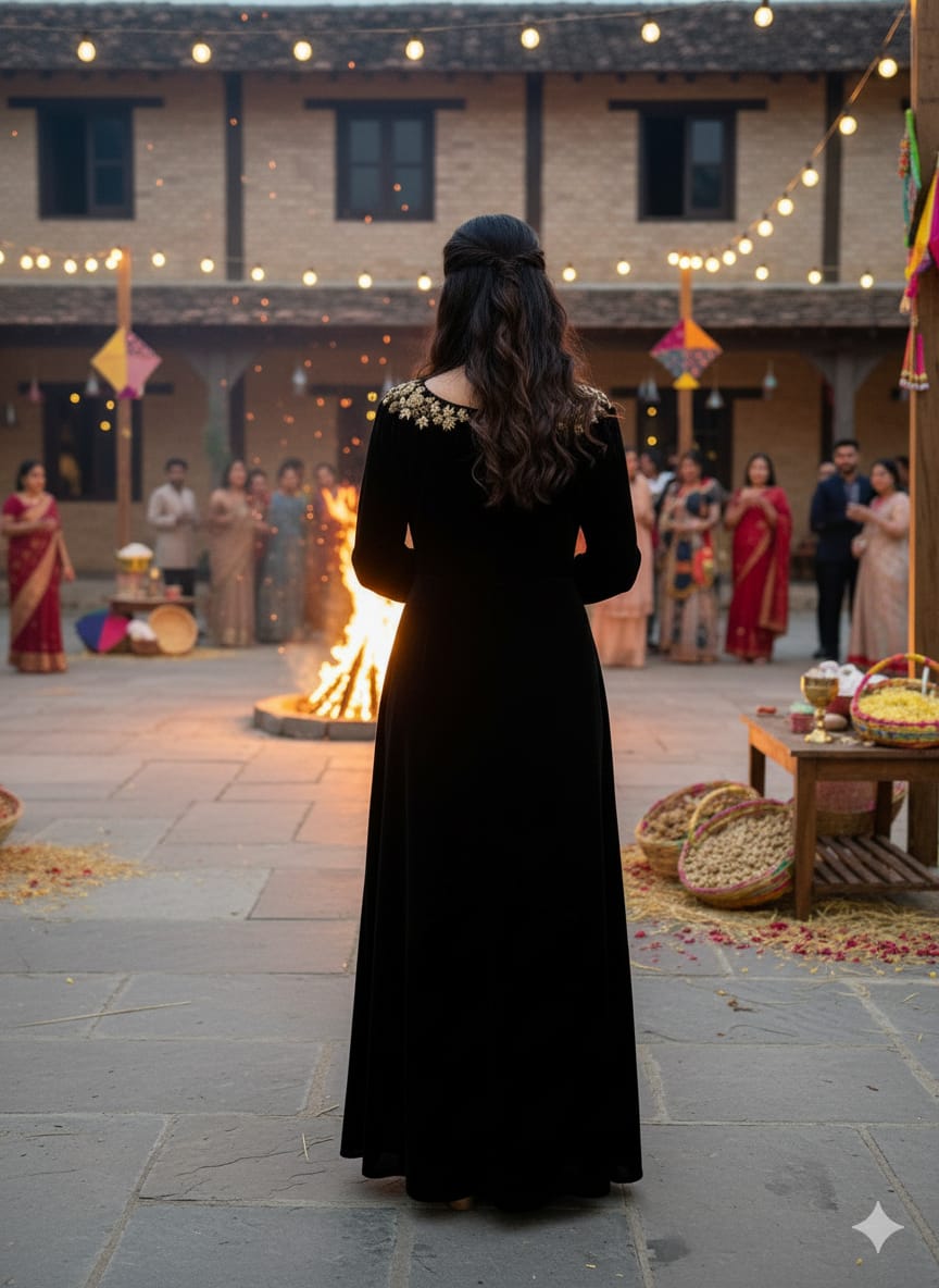 Black Velvet Embroidered gown