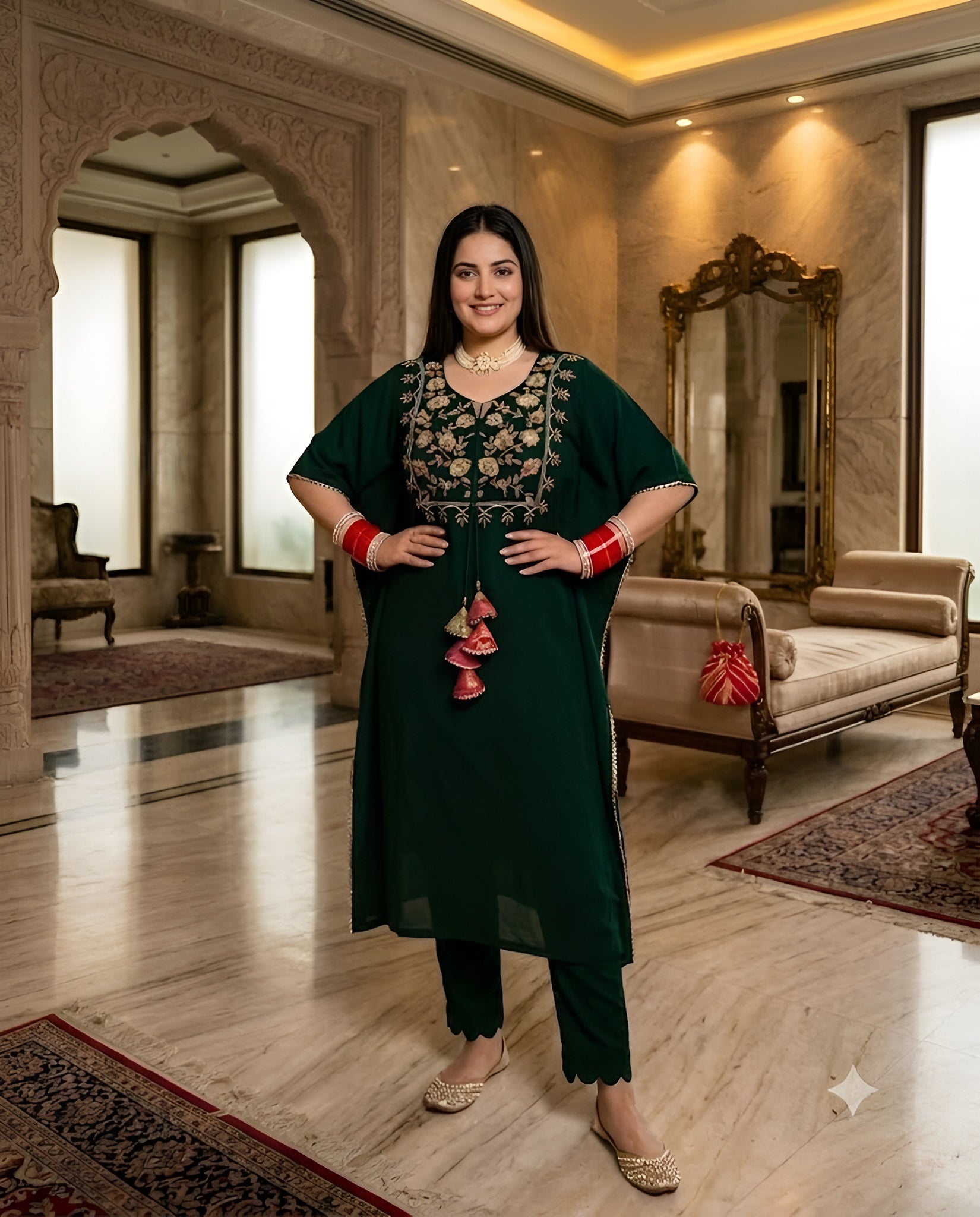 Green Kaftaan Suit
