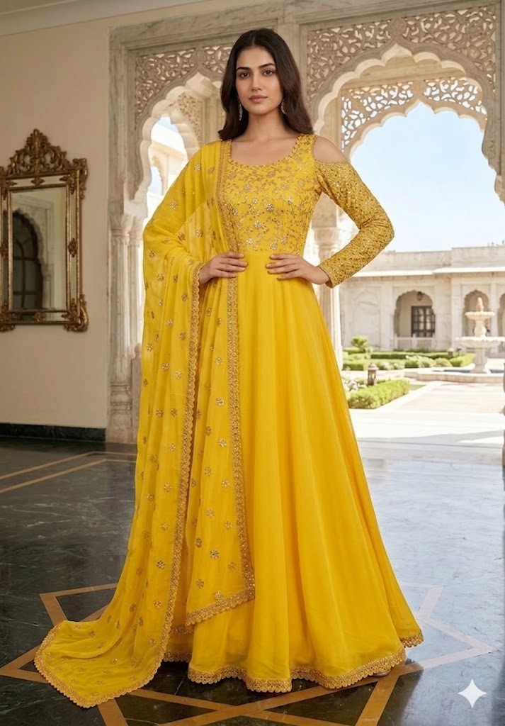 MBM Yellow Karva Chauth Anarkali