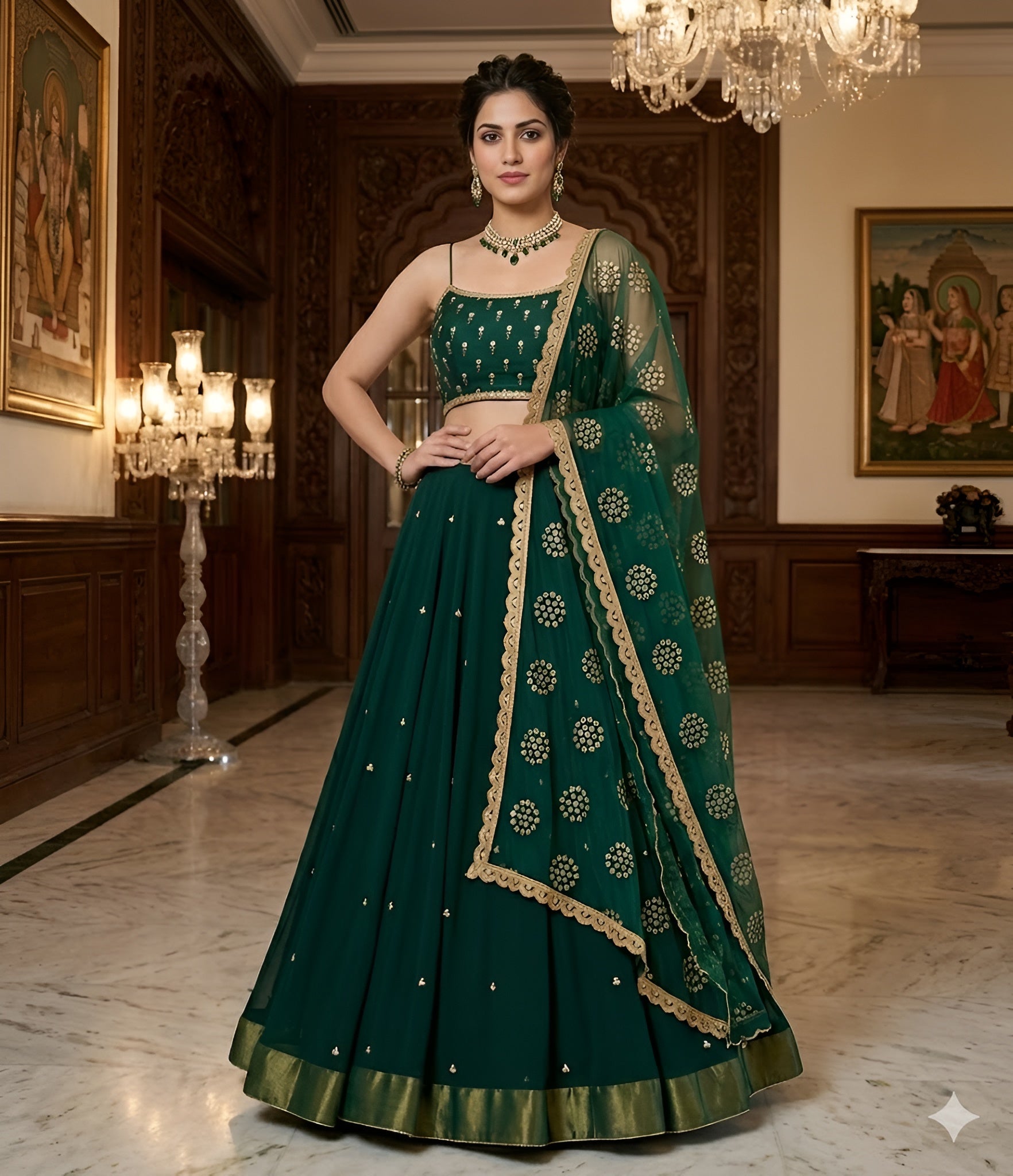 Bottle Green Stunning Lehenga