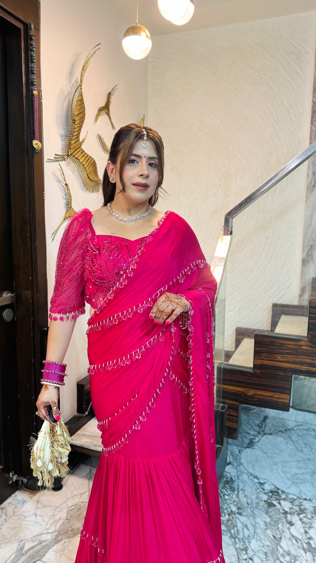 Chand Mera Pink Saree
