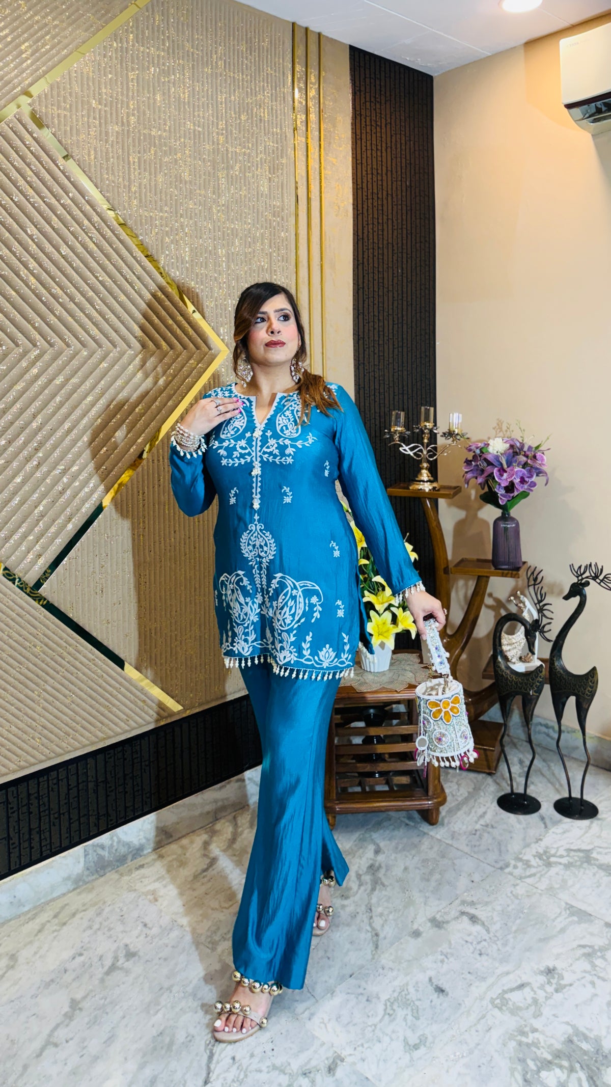 Turquoise Teen Patti Co-Ord