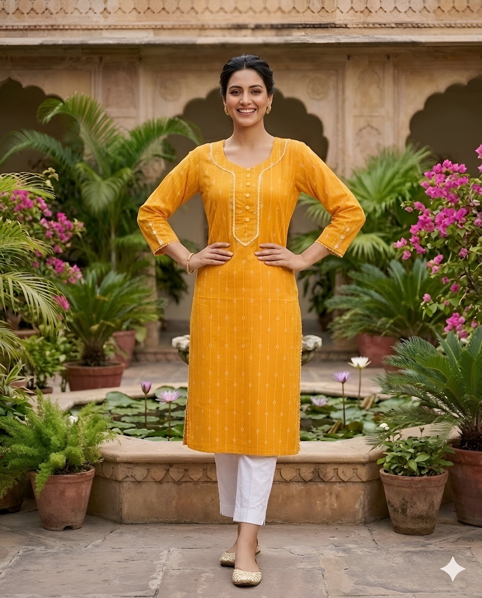Mustard Printed Kurti
