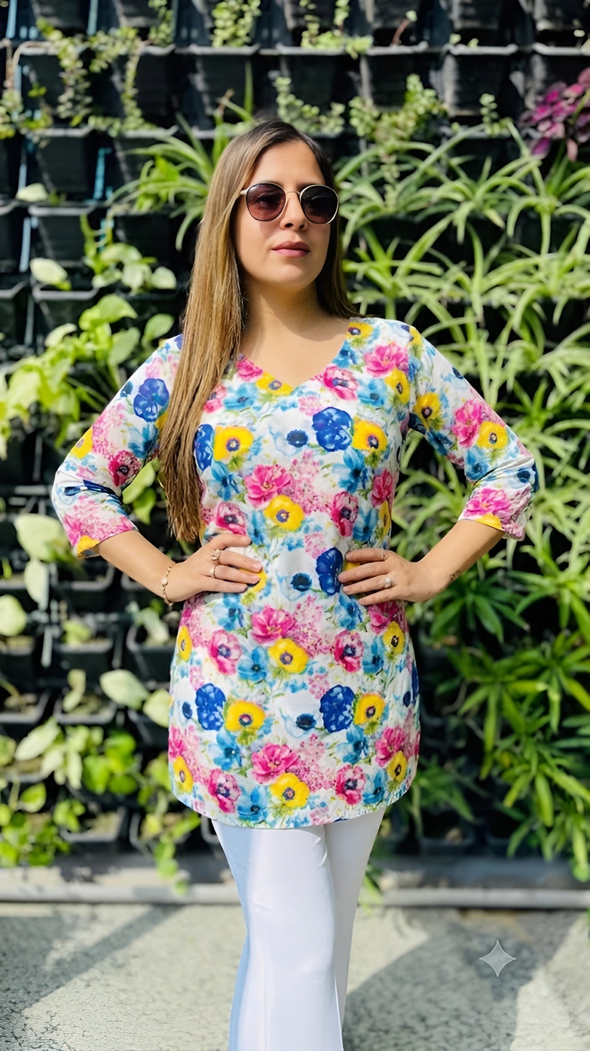 Caribbean Blue Embroidered Top