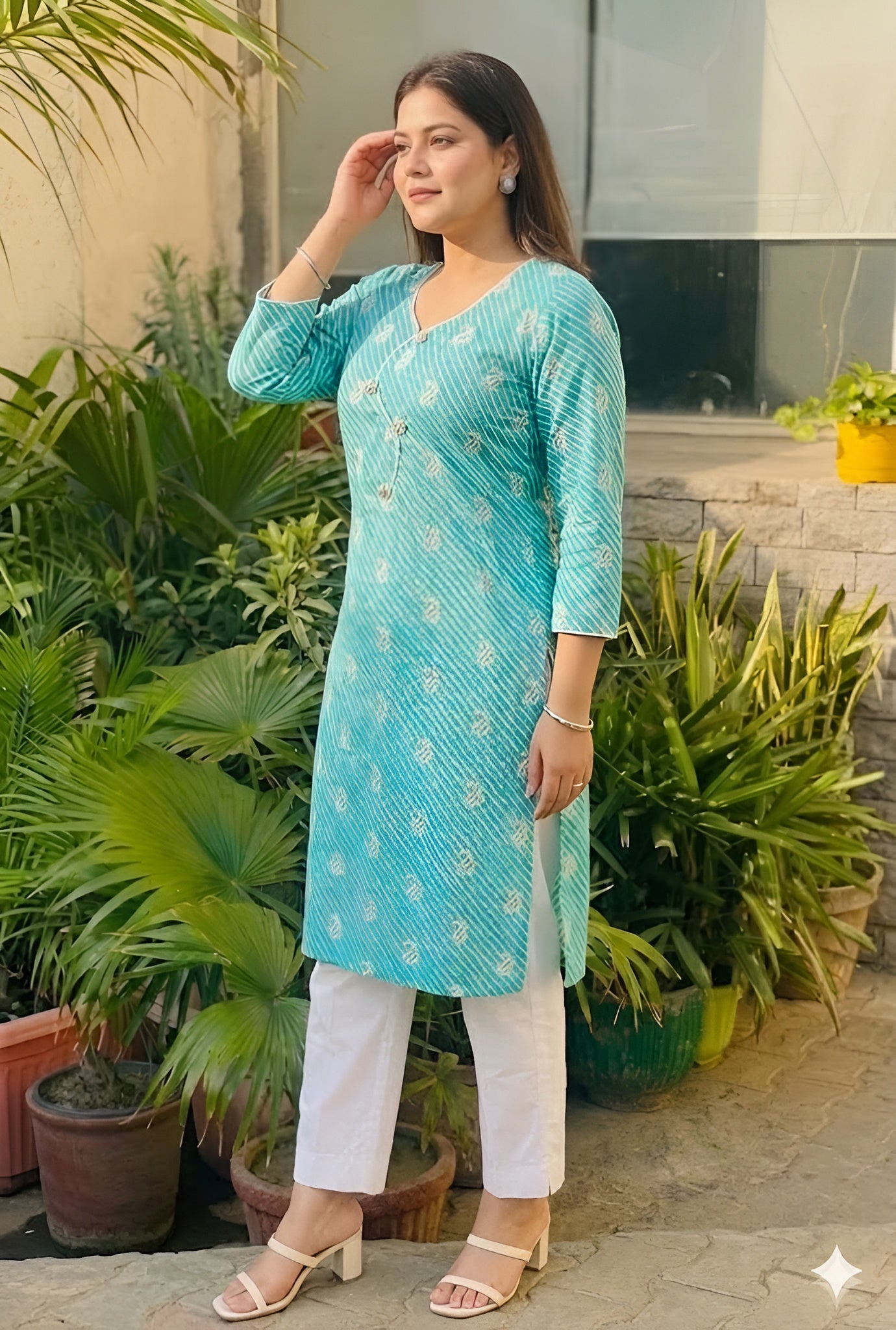 Mint Leheriya Kurti