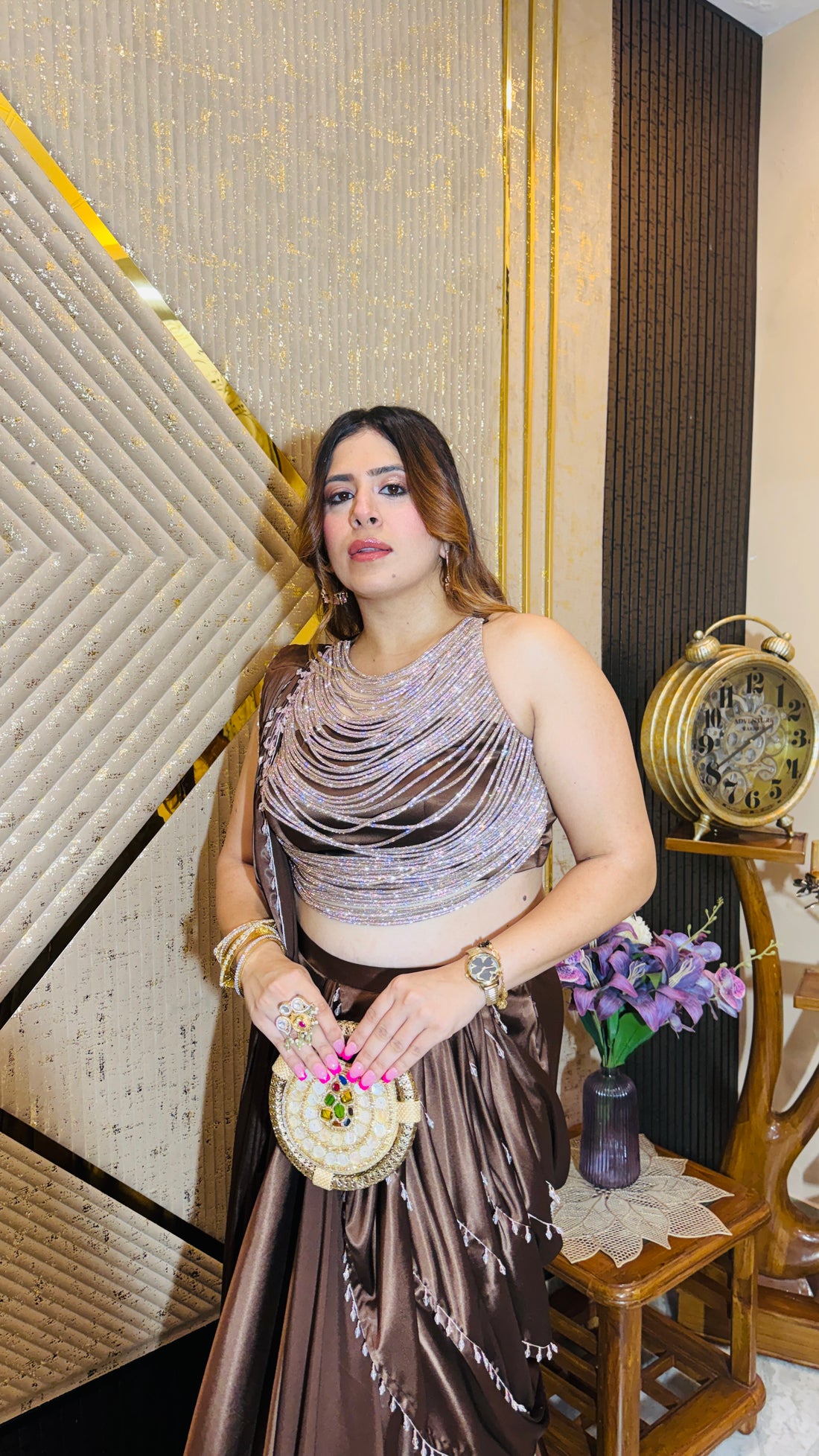 Brown Fish Cut Saree