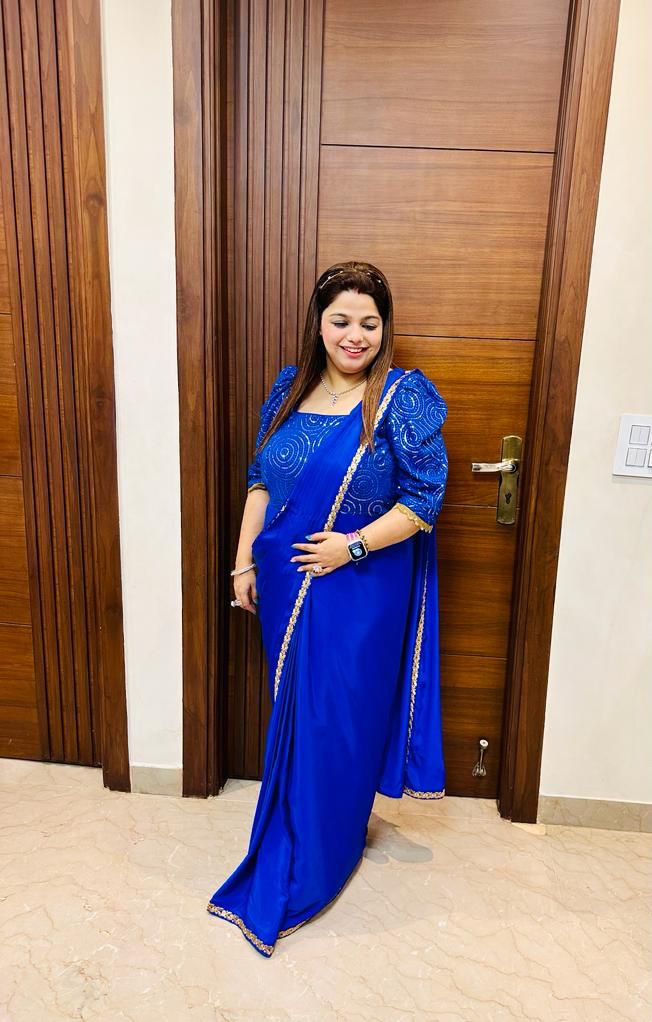 Royal Blue Sequin Saree