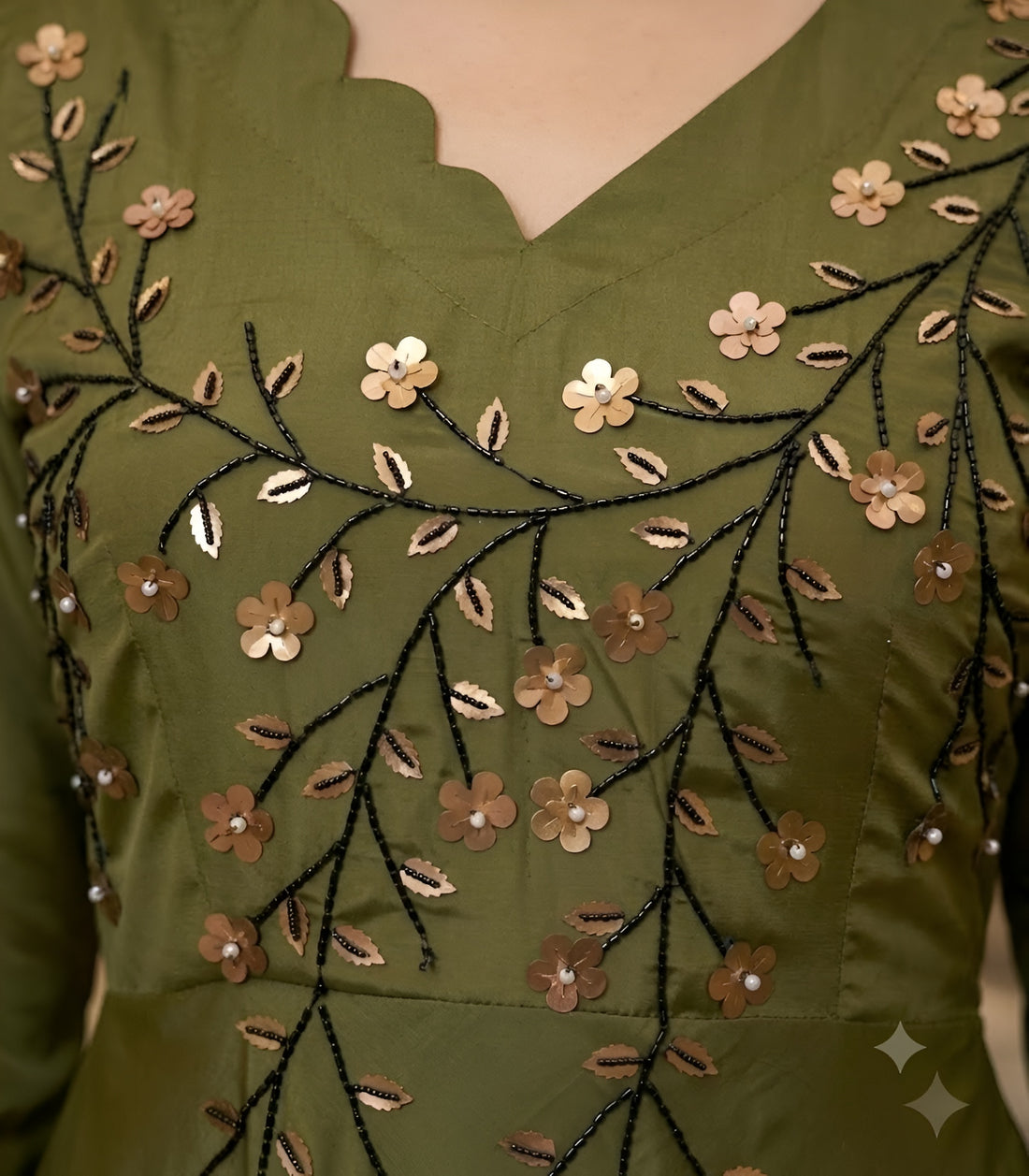 Olive Embroidered Garara Suit