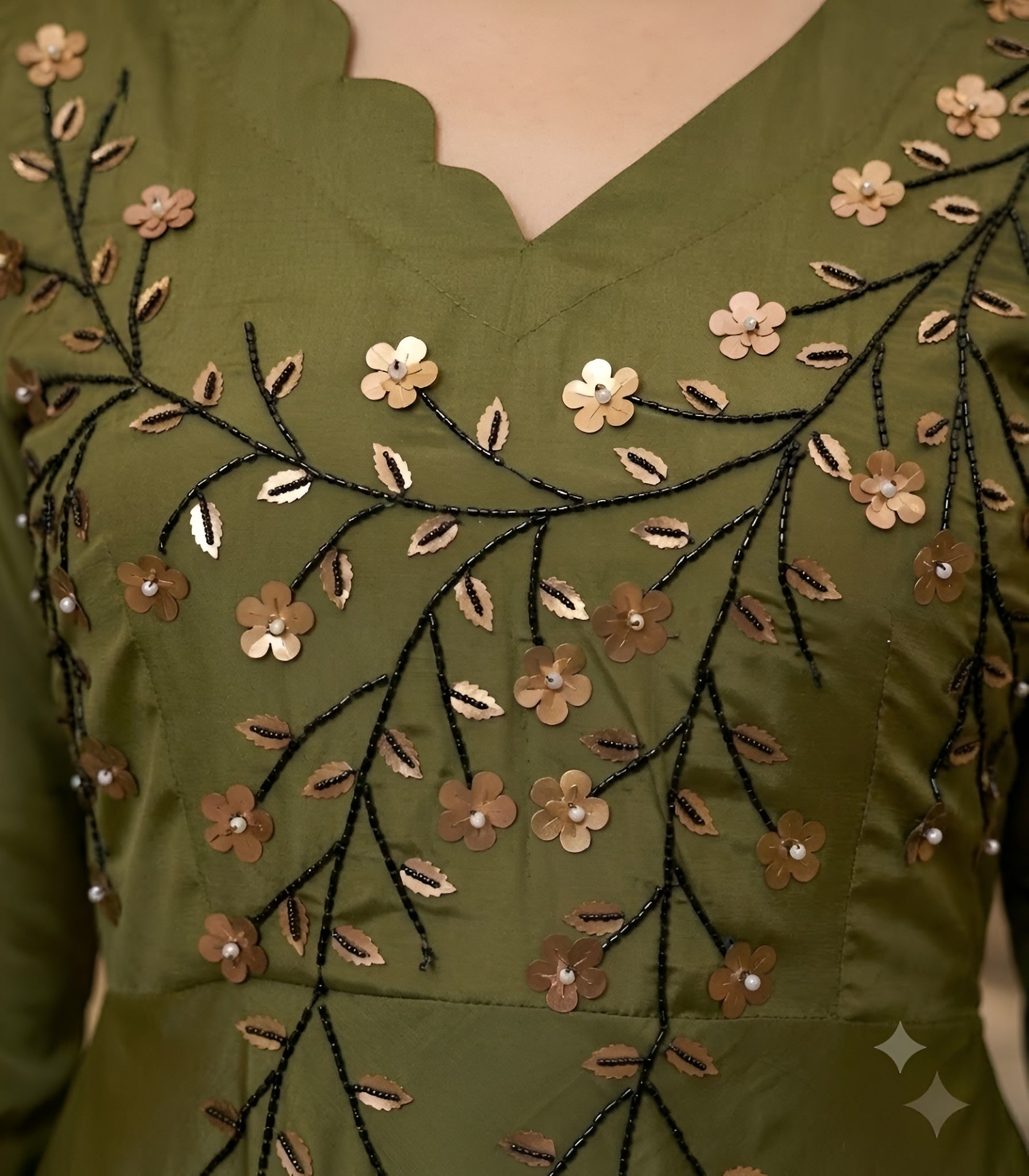 Olive Embroidered Garara Suit