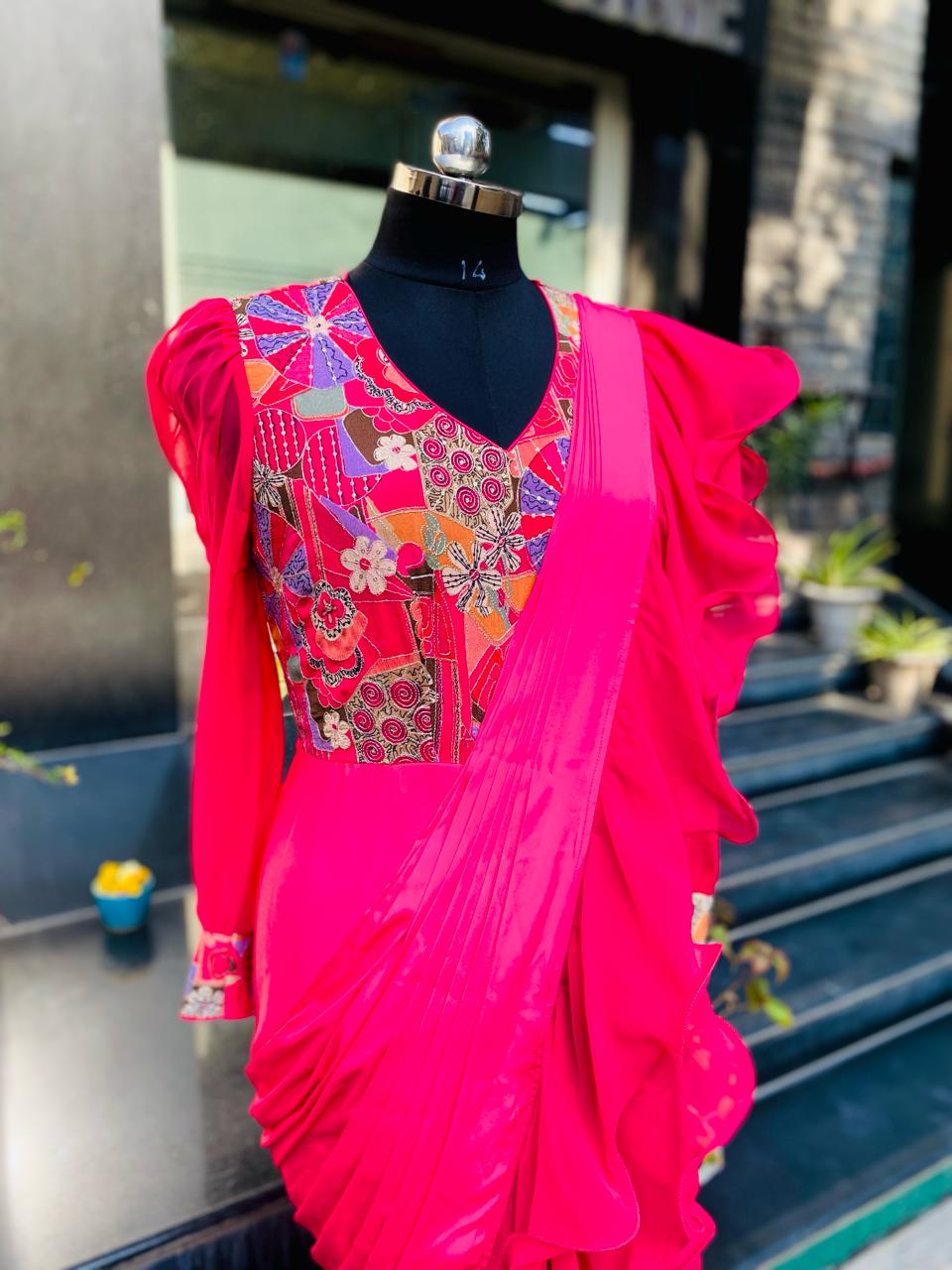 Carrot Carnival Saree Drape