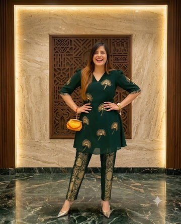 Green Embroidered Suit